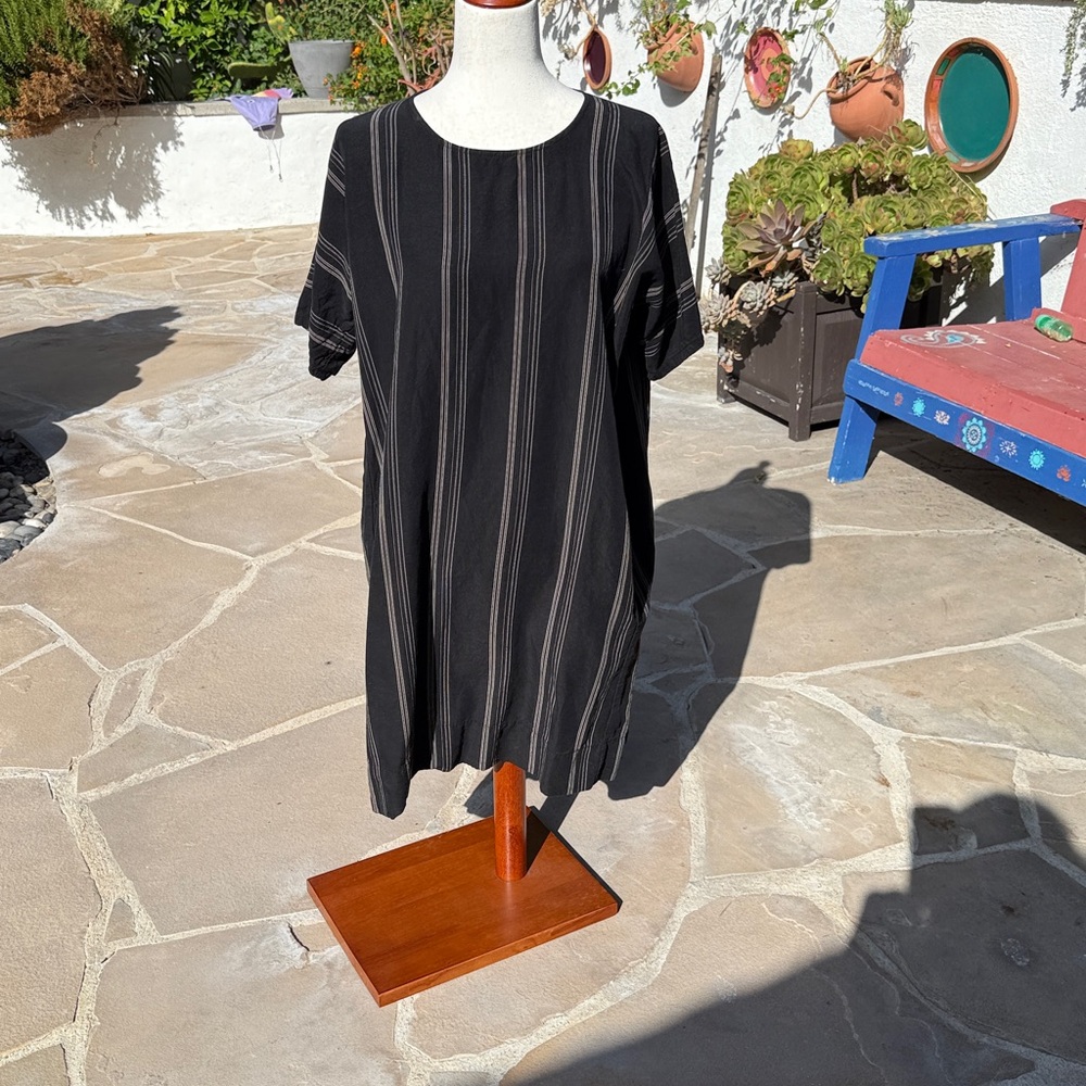 Eileen Fisher Black and Cream Striped Garment